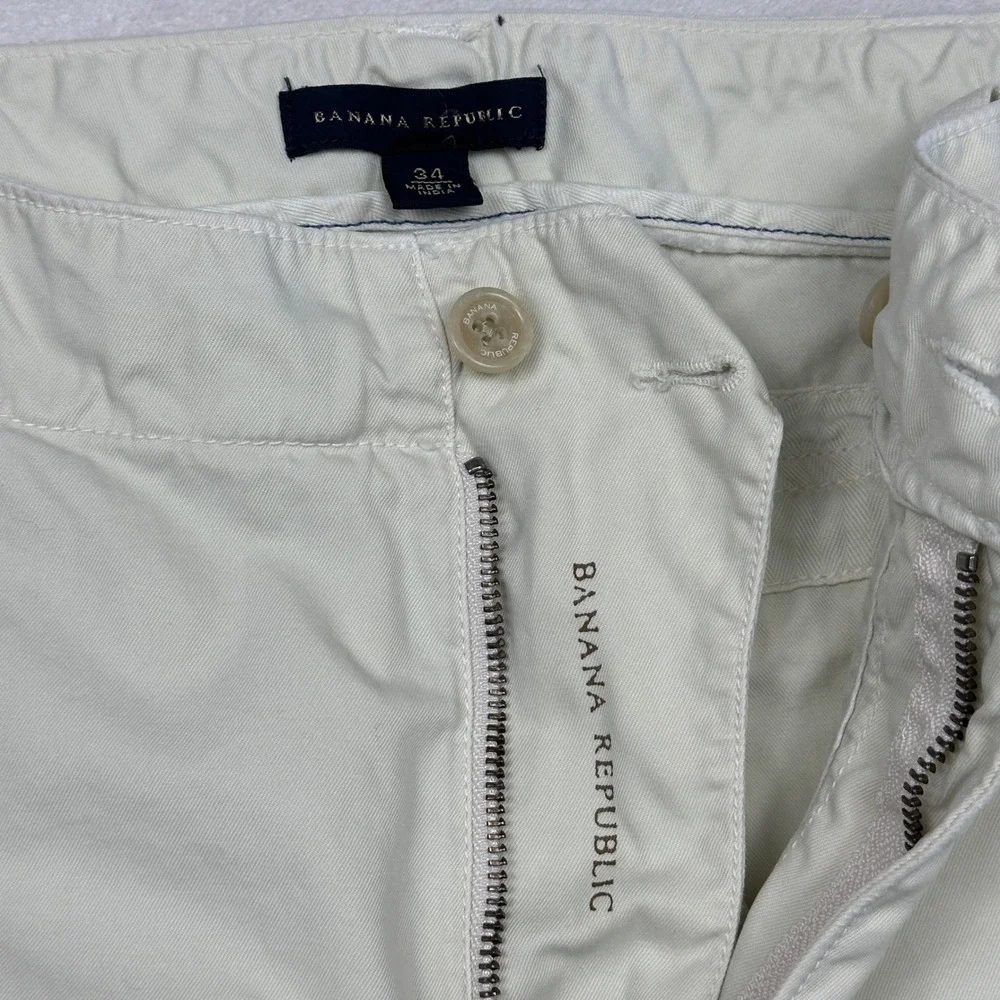 Banana Republic‎ Mens 34 Cream Off-White Cotton Utility Cargo Shorts 6-Pocket